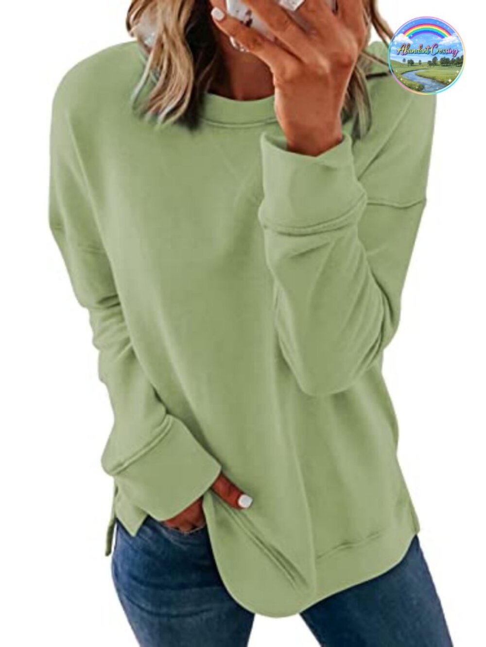 Women's Crew Neck Sweatshirt Loose Long Sleeve Pullover Top